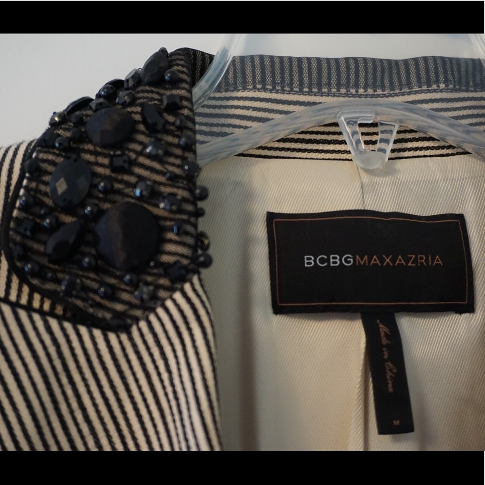 BCBG Striped and Bedazzled Blazer size M